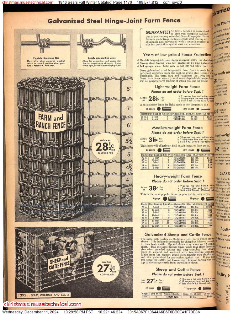 1946 Sears Fall Winter Catalog, Page 1170