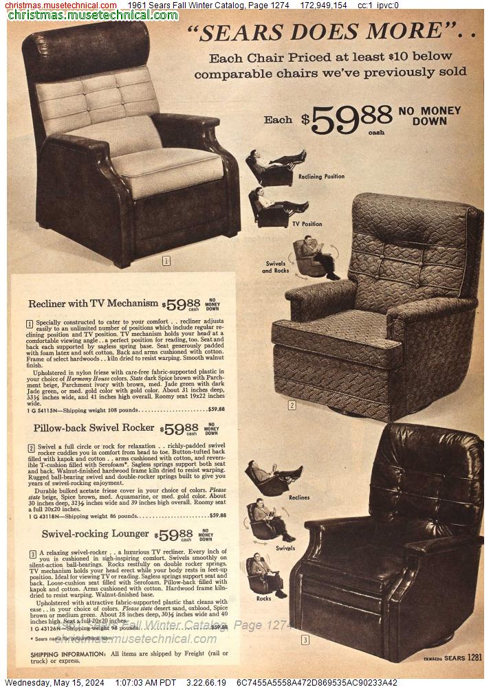 1961 Sears Fall Winter Catalog, Page 1274