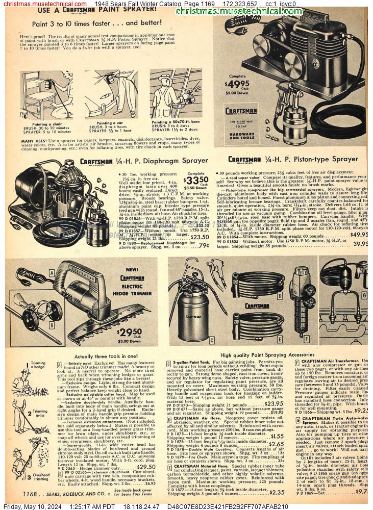 1948 Sears Fall Winter Catalog, Page 1169