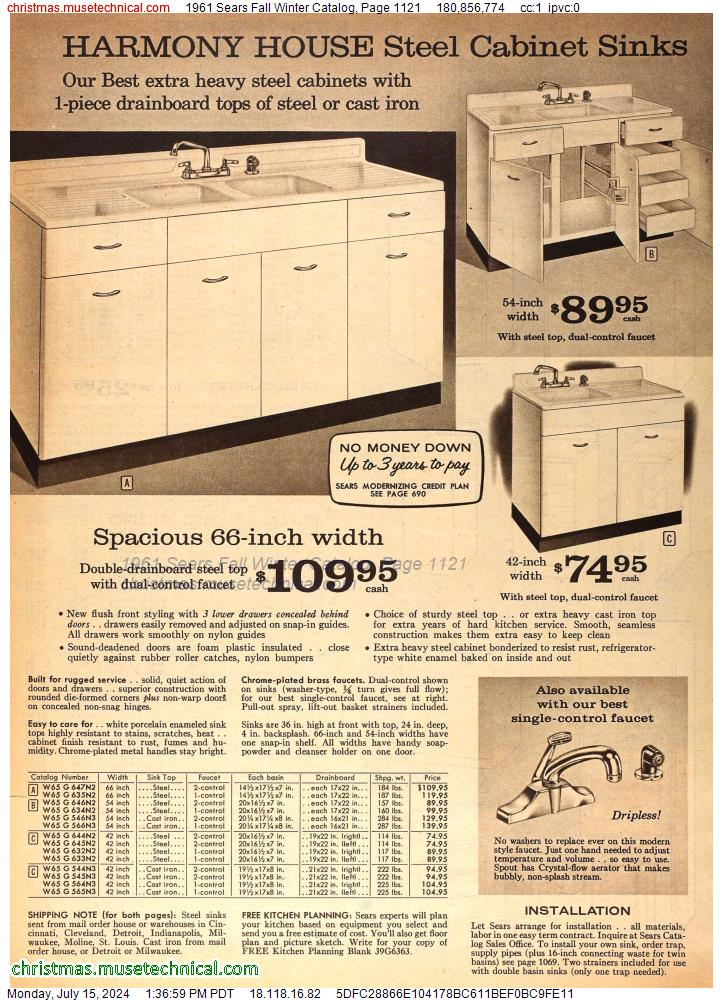 1961 Sears Fall Winter Catalog, Page 1121