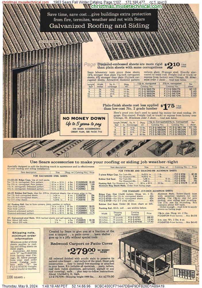 1963 Sears Fall Winter Catalog, Page 1107