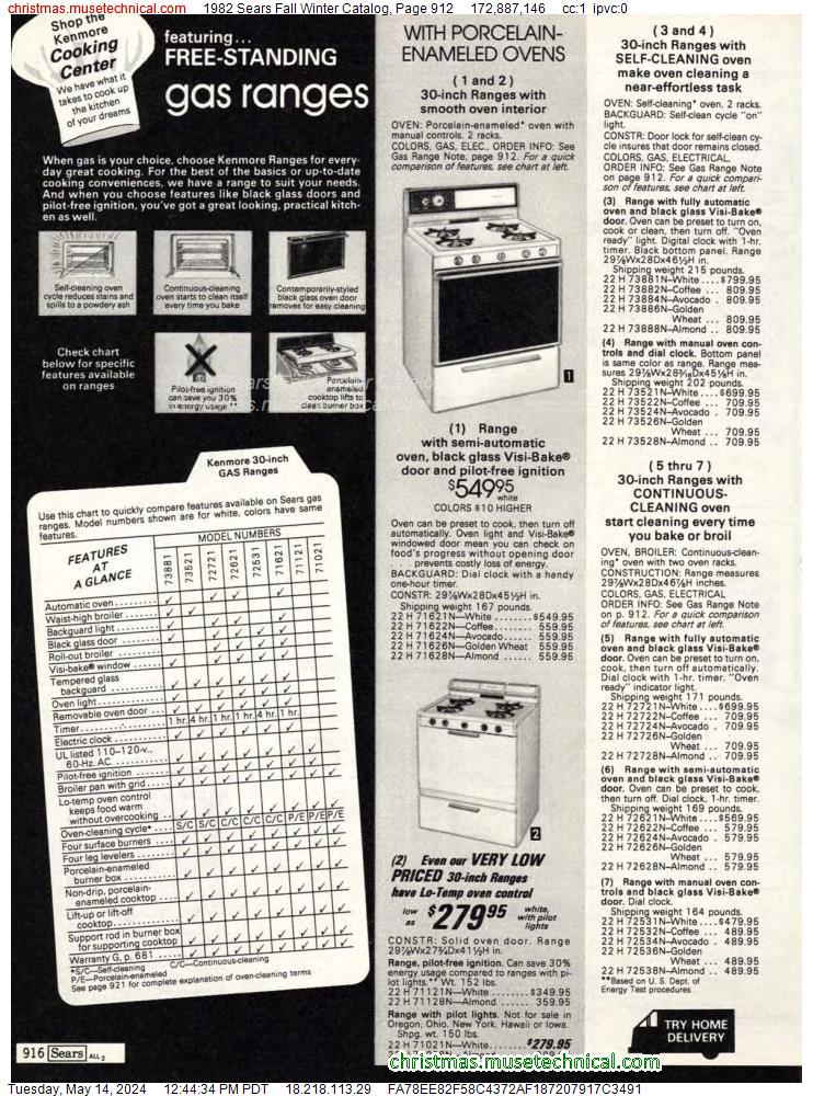1982 Sears Fall Winter Catalog, Page 912