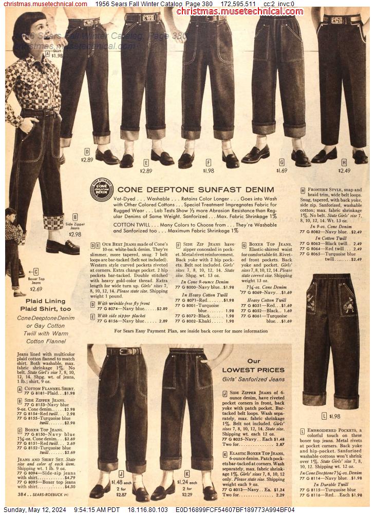 1956 Sears Fall Winter Catalog, Page 380