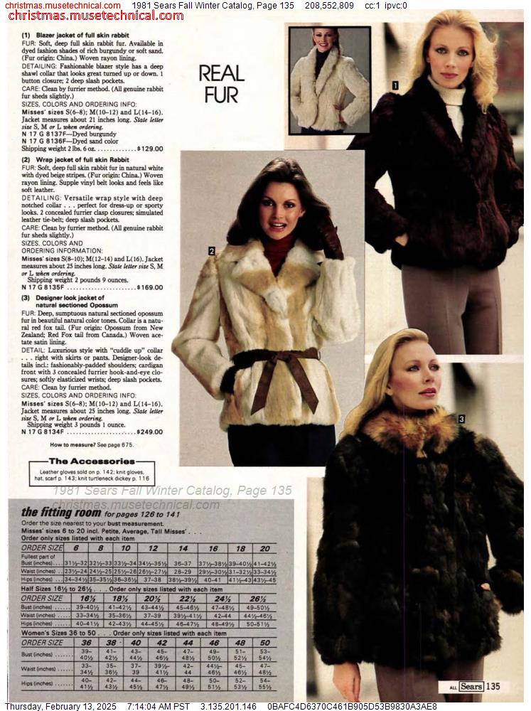 1981 Sears Fall Winter Catalog, Page 135