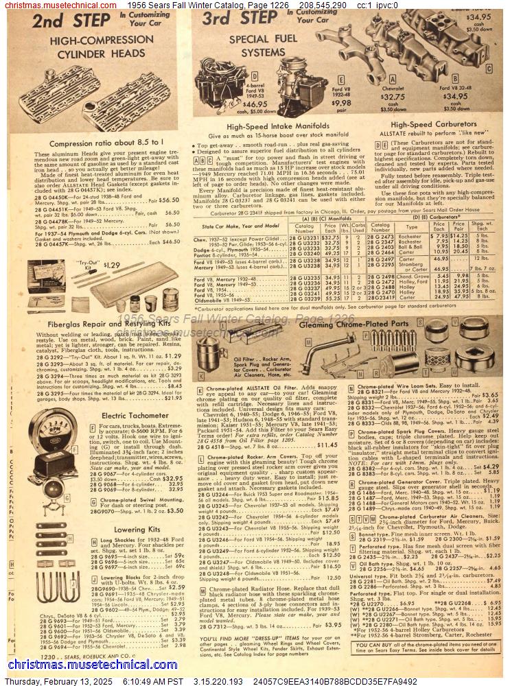 1956 Sears Fall Winter Catalog, Page 1226