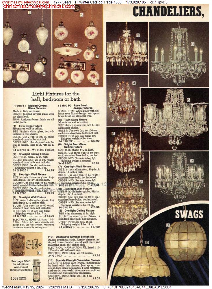 1977 Sears Fall Winter Catalog, Page 1058