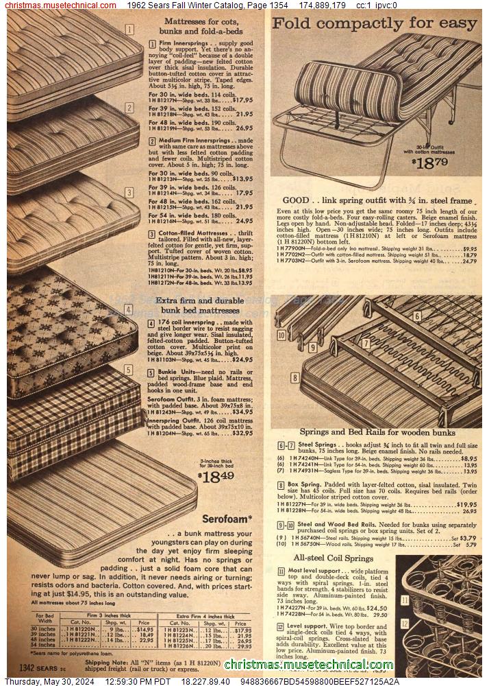 1962 Sears Fall Winter Catalog, Page 1354