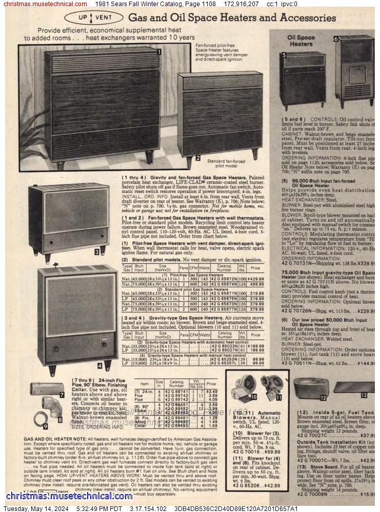 1981 Sears Fall Winter Catalog, Page 1108