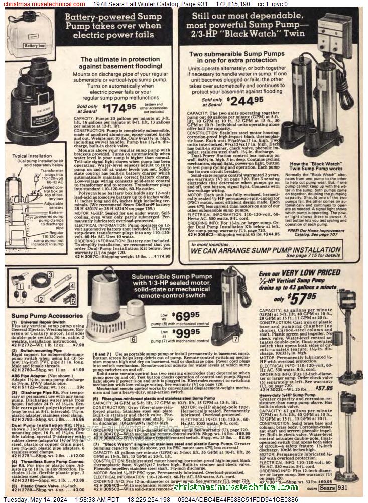 1978 Sears Fall Winter Catalog, Page 931