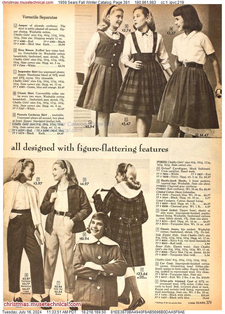 1959 Sears Fall Winter Catalog, Page 381