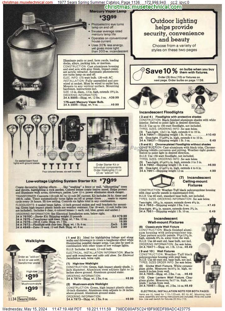 1977 Sears Spring Summer Catalog, Page 1136