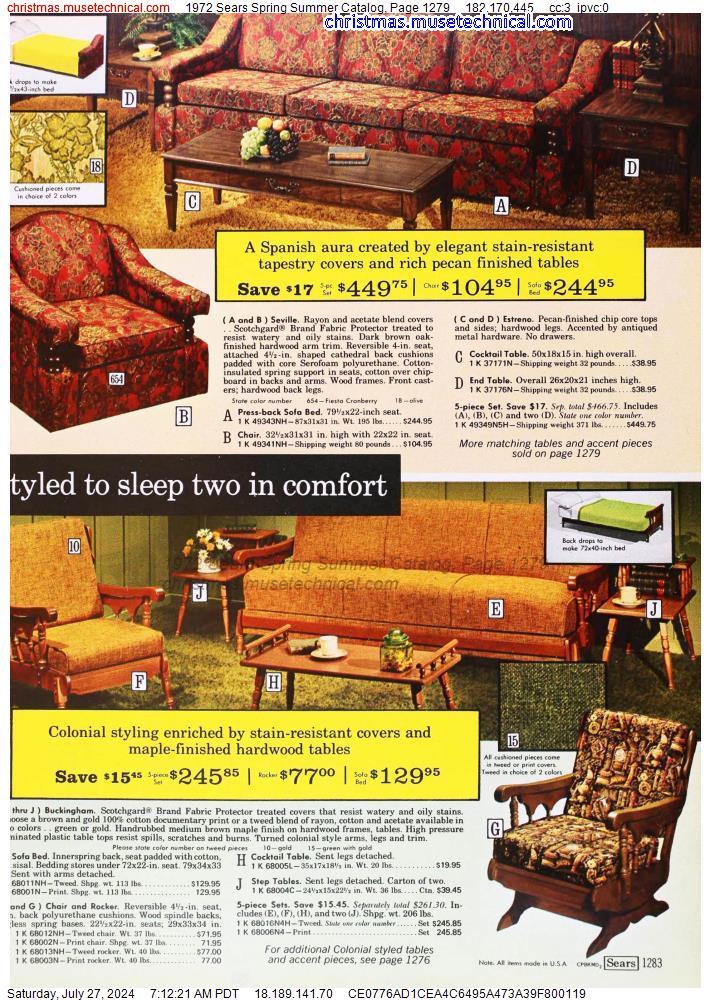 1972 Sears Spring Summer Catalog, Page 1279