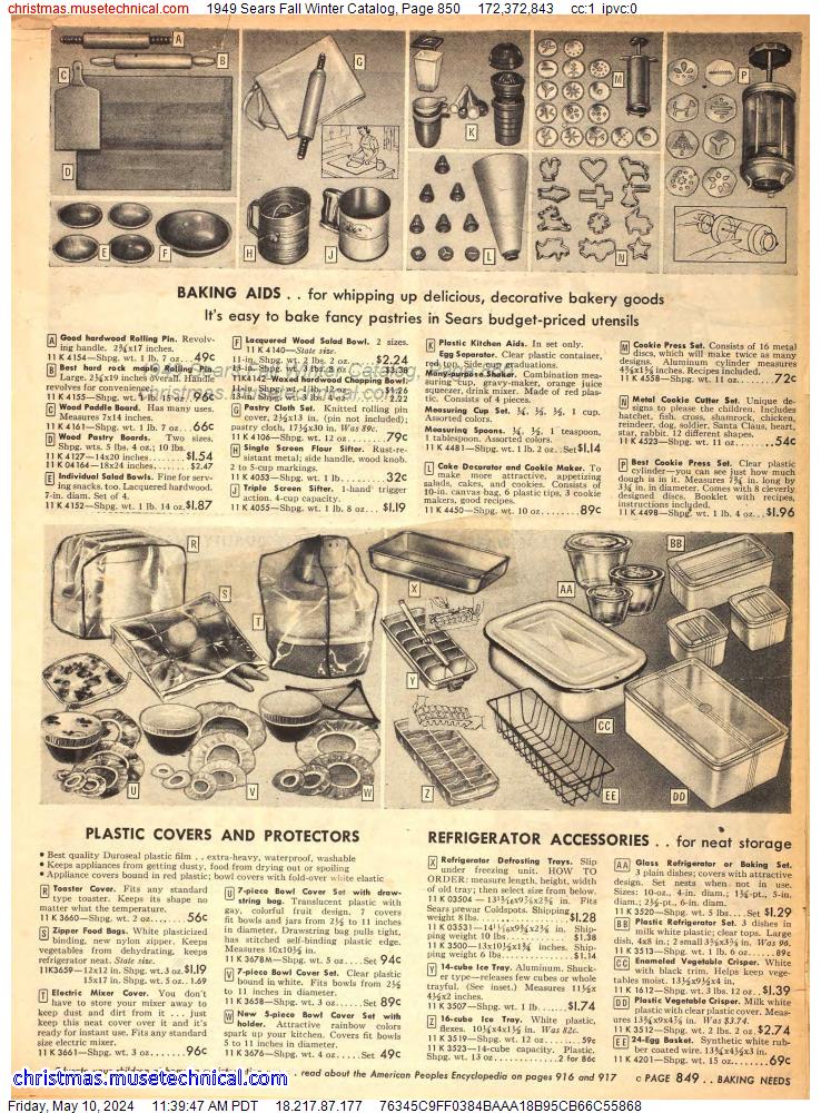 1949 Sears Fall Winter Catalog, Page 850