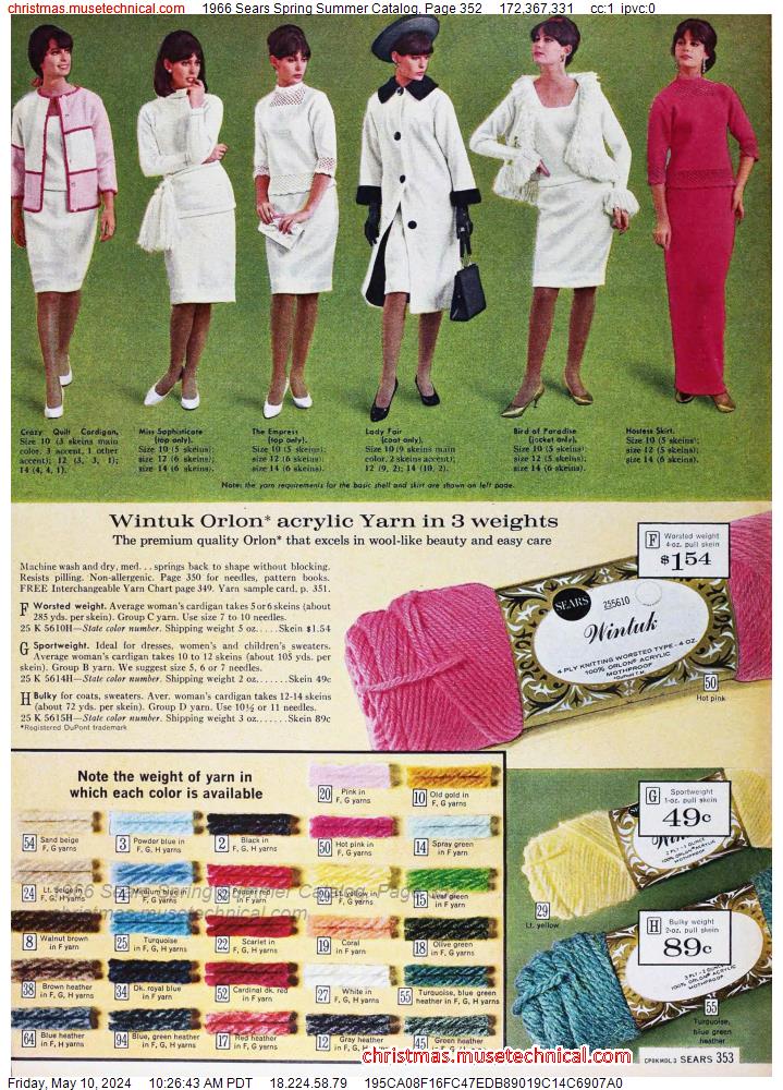 1966 Sears Spring Summer Catalog, Page 352