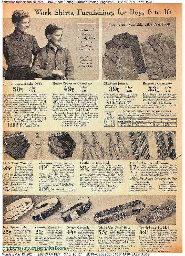 1940 Sears Spring Summer Catalog, Page 251