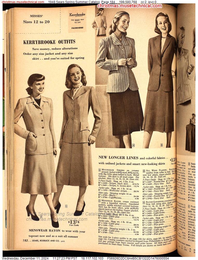 1948 Sears Spring Summer Catalog, Page 184