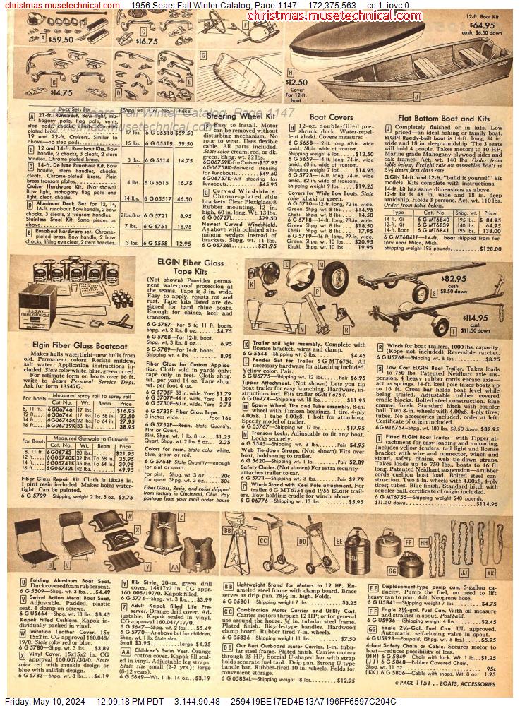 1956 Sears Fall Winter Catalog, Page 1147