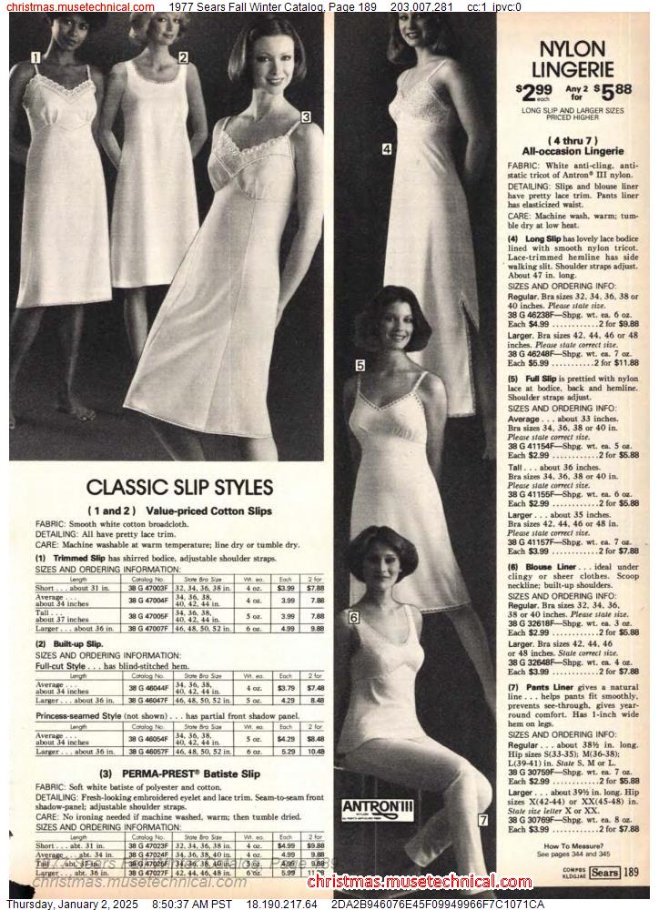 1977 Sears Fall Winter Catalog, Page 189