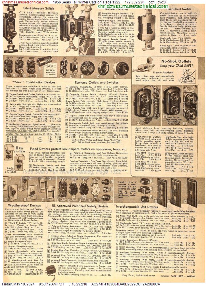 1956 Sears Fall Winter Catalog, Page 1322