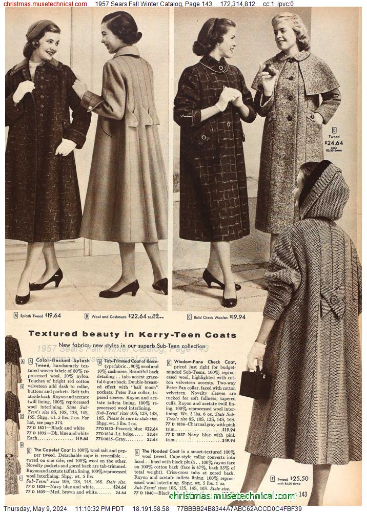 1957 Sears Fall Winter Catalog, Page 143