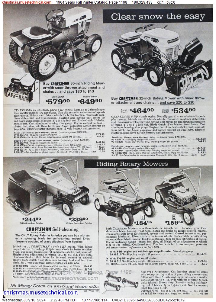 1964 Sears Fall Winter Catalog, Page 1198