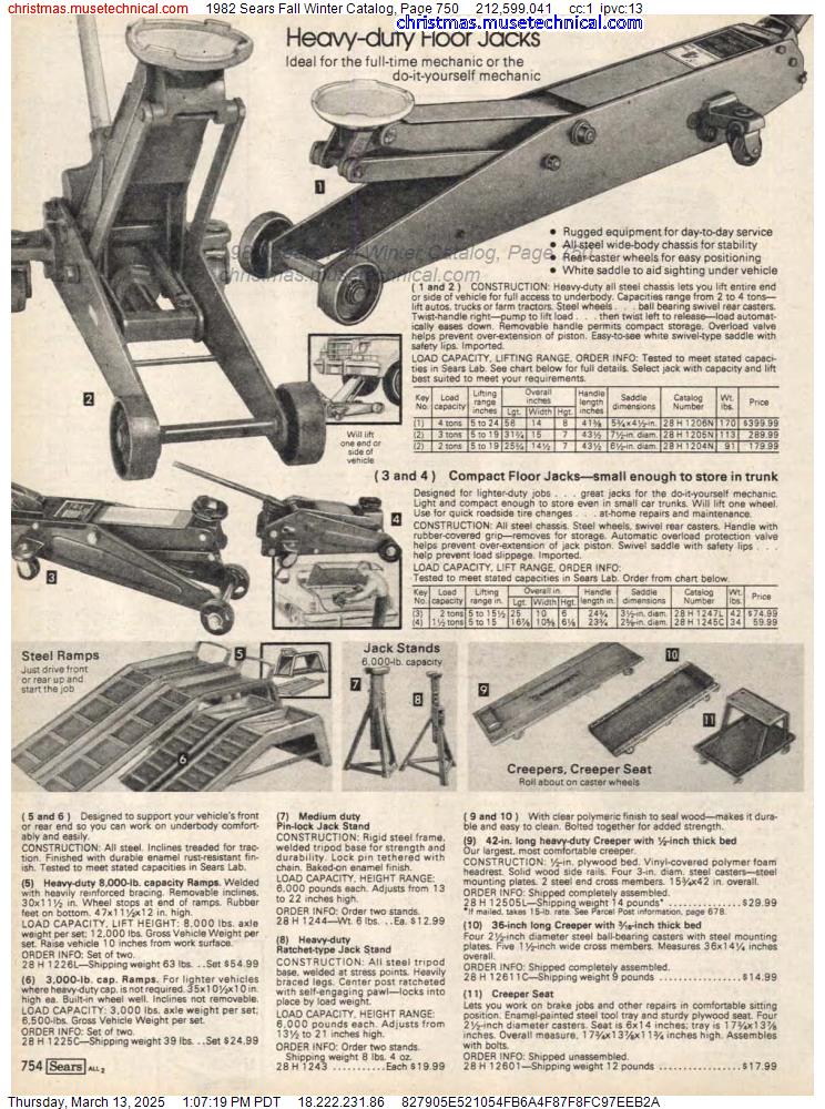 1982 Sears Fall Winter Catalog, Page 750