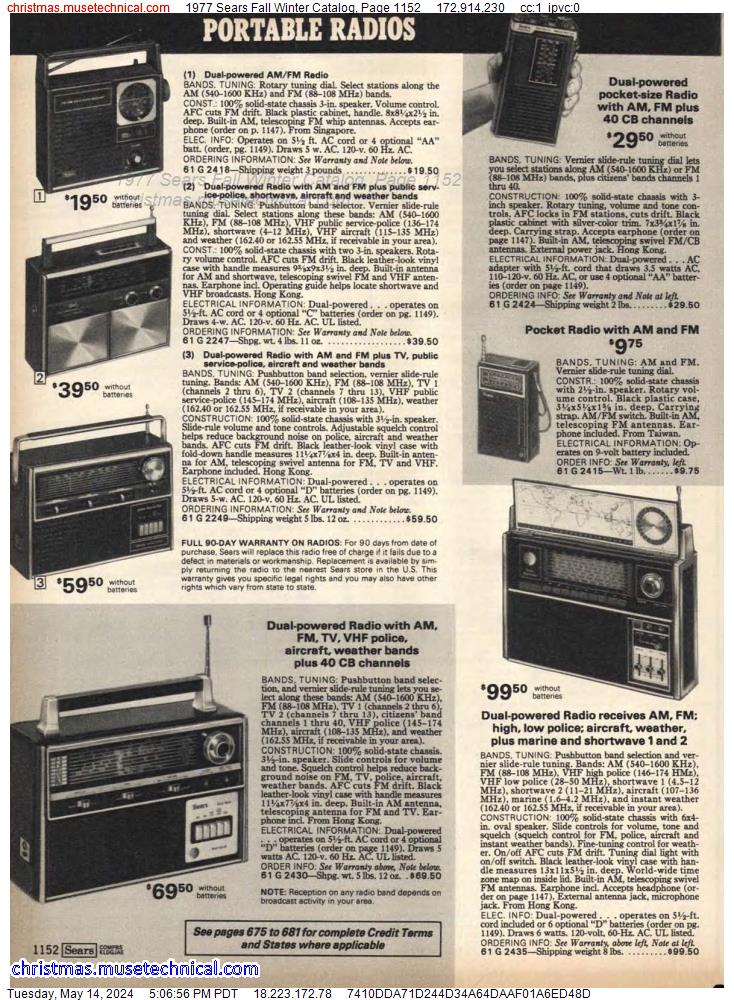 1977 Sears Fall Winter Catalog, Page 1152