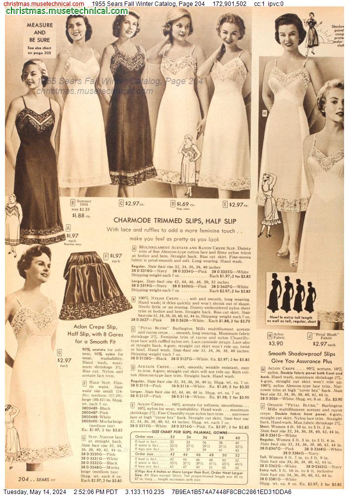 1955 Sears Fall Winter Catalog, Page 204