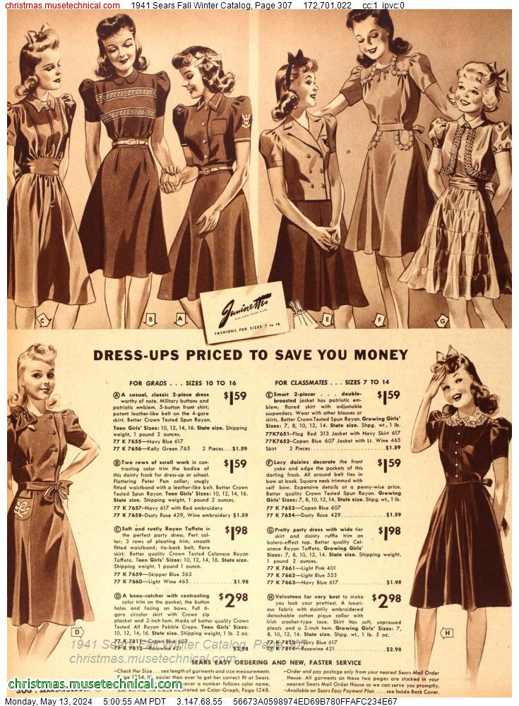 1941 Sears Fall Winter Catalog, Page 307
