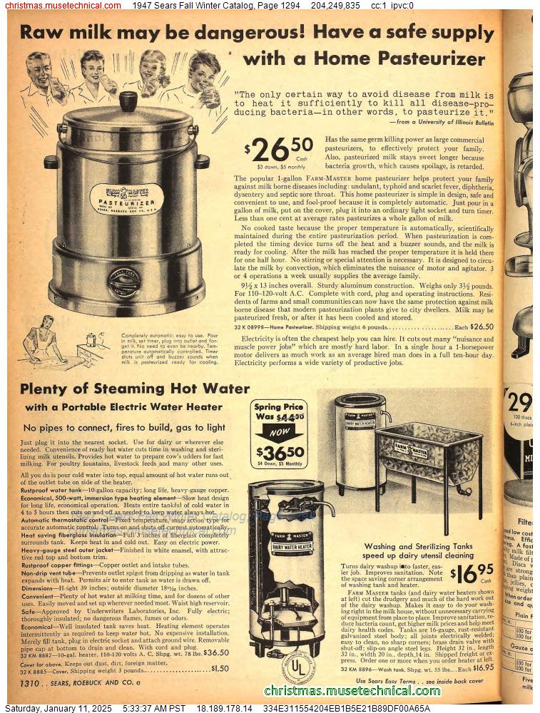 1947 Sears Fall Winter Catalog, Page 1294