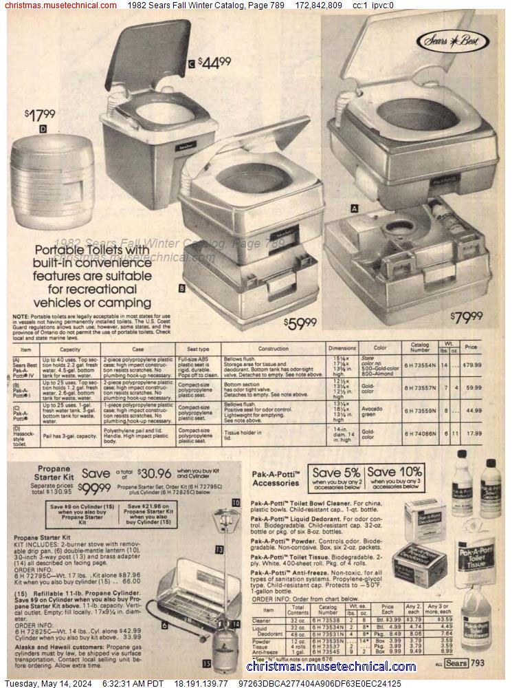 1982 Sears Fall Winter Catalog, Page 789