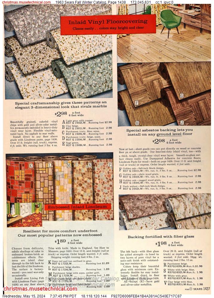 1963 Sears Fall Winter Catalog, Page 1438