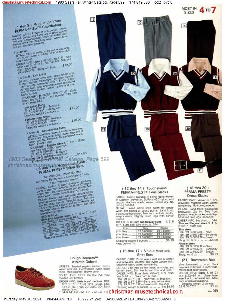 1983 Sears Fall Winter Catalog, Page 599