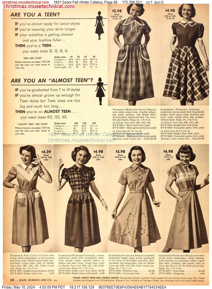 1951 Sears Fall Winter Catalog, Page 86