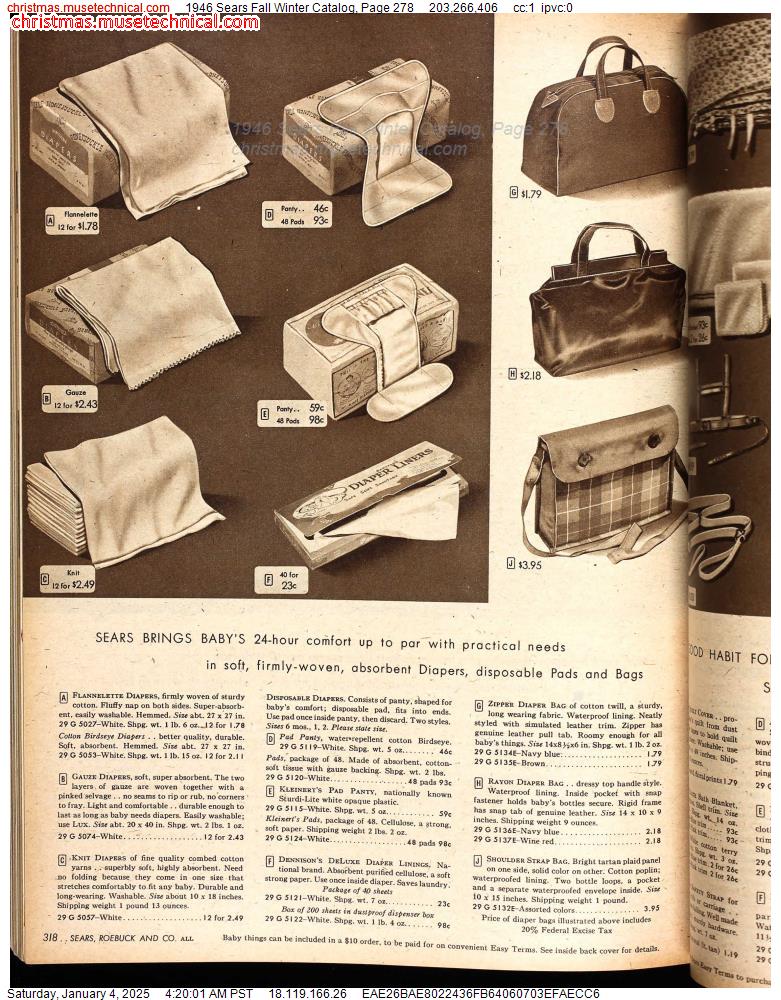 1946 Sears Fall Winter Catalog, Page 278