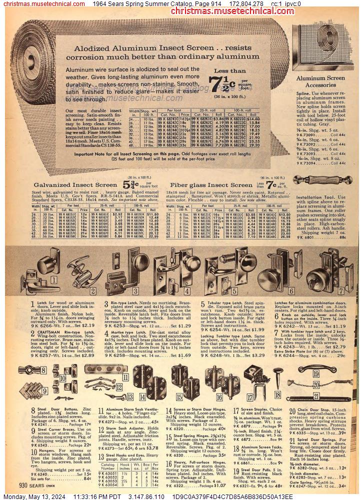 1964 Sears Spring Summer Catalog, Page 914