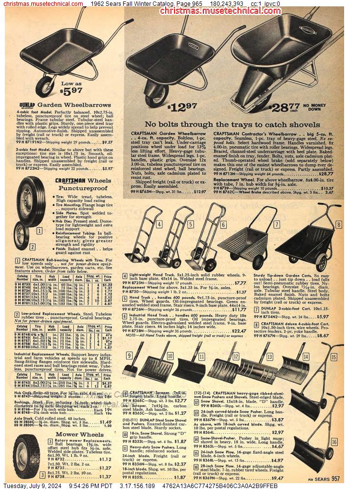 1962 Sears Fall Winter Catalog, Page 965
