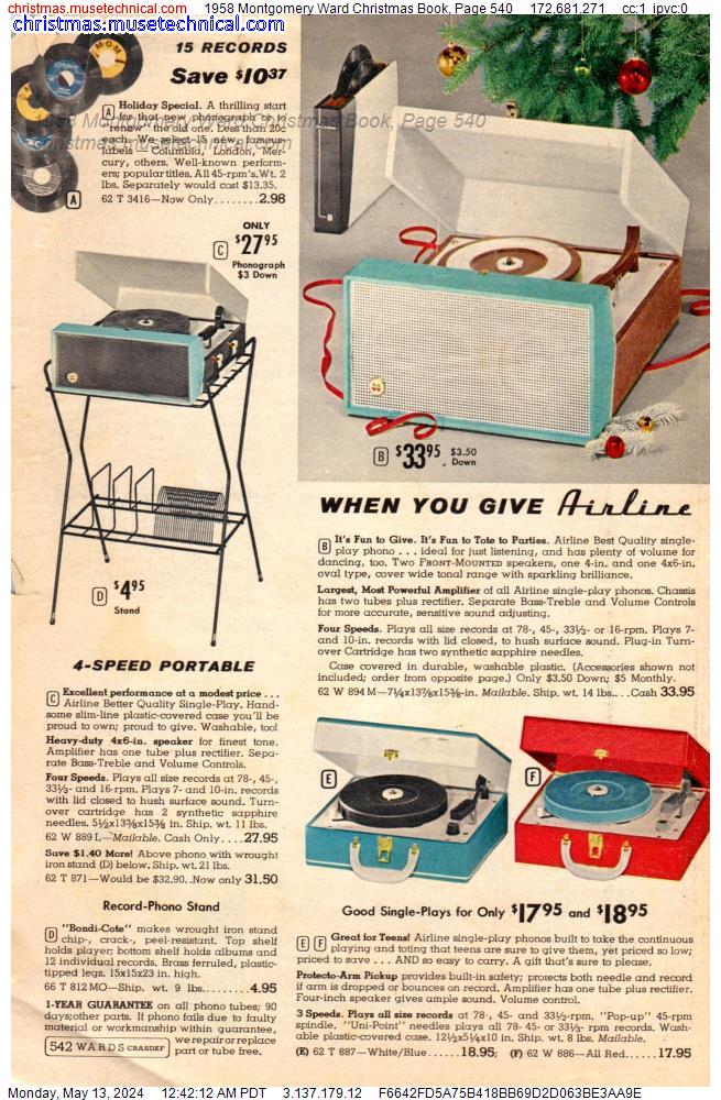 1958 Montgomery Ward Christmas Book, Page 540