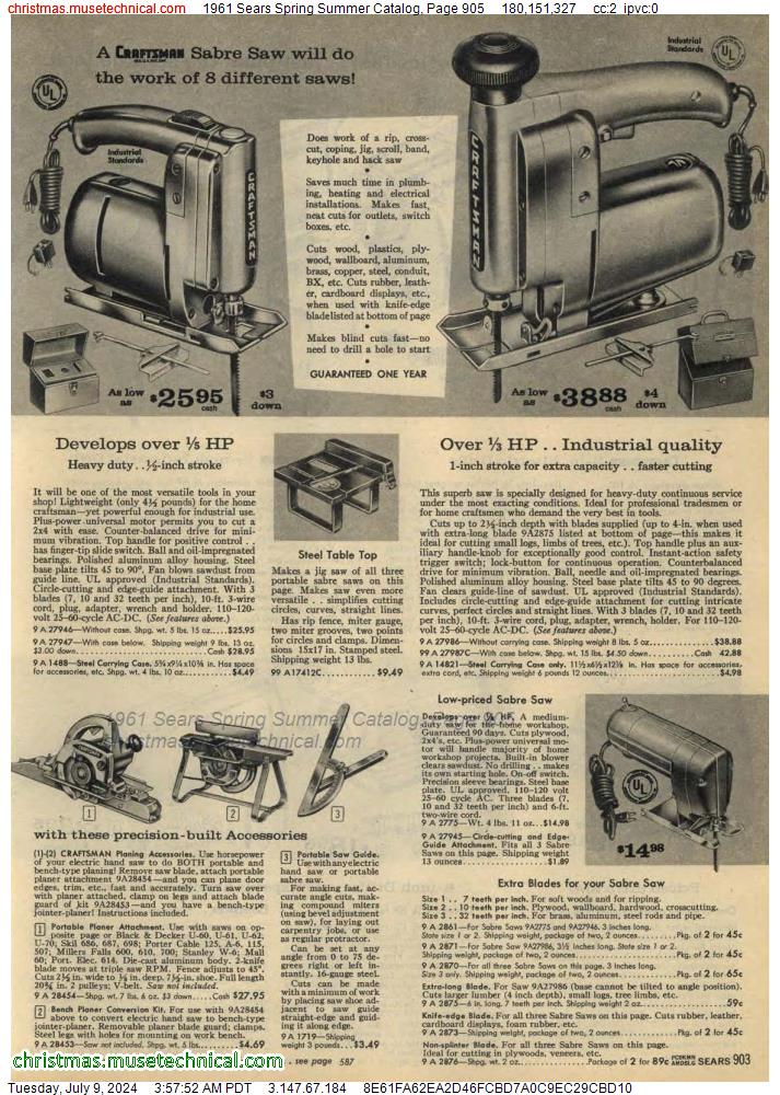 1961 Sears Spring Summer Catalog, Page 905