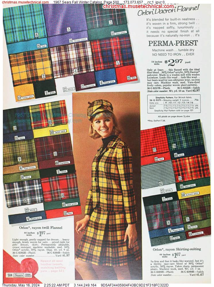 1967 Sears Fall Winter Catalog, Page 500