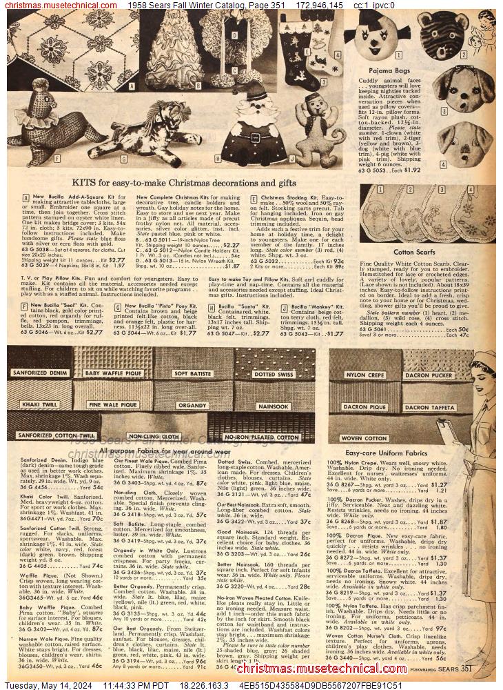 1958 Sears Fall Winter Catalog, Page 351