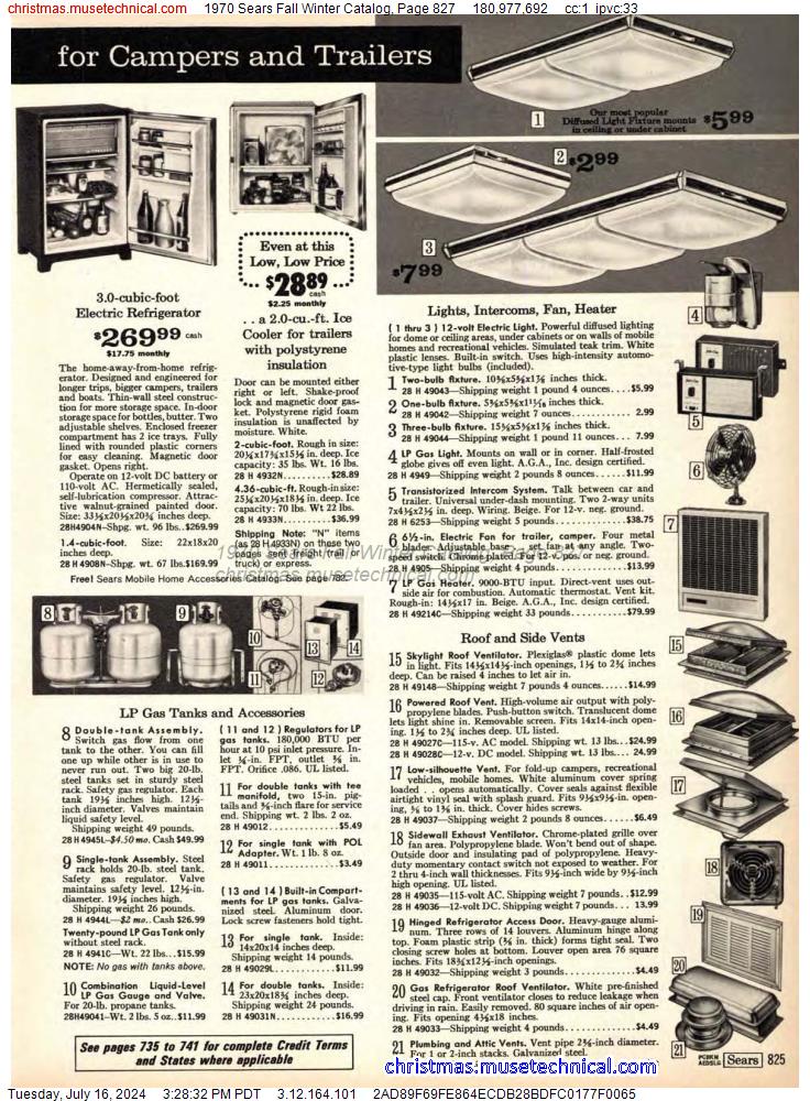 1970 Sears Fall Winter Catalog, Page 827