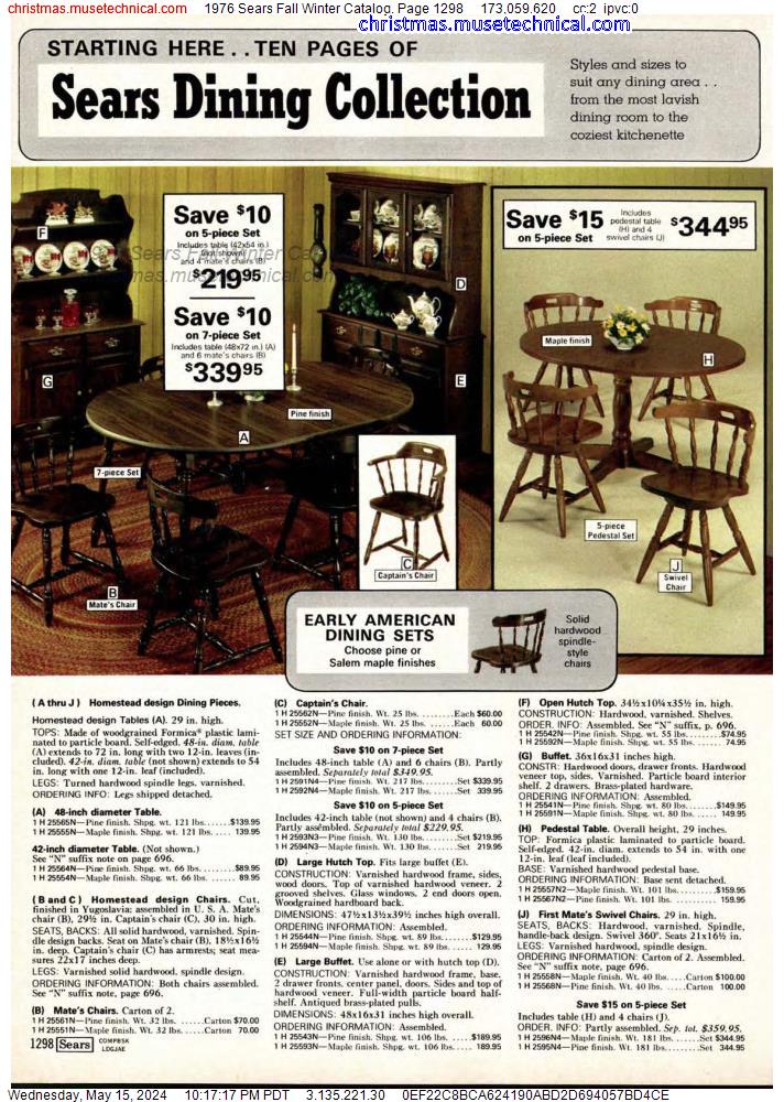 1976 Sears Fall Winter Catalog, Page 1298