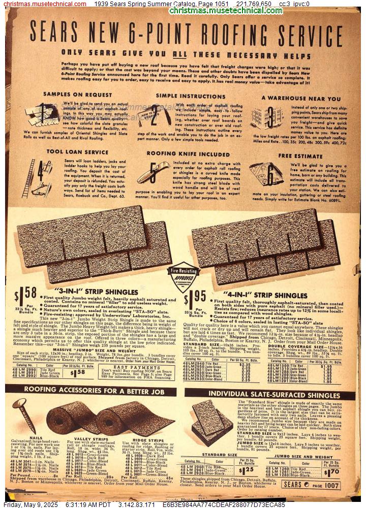 1939 Sears Spring Summer Catalog, Page 1051
