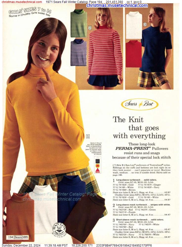 1971 Sears Fall Winter Catalog, Page 194