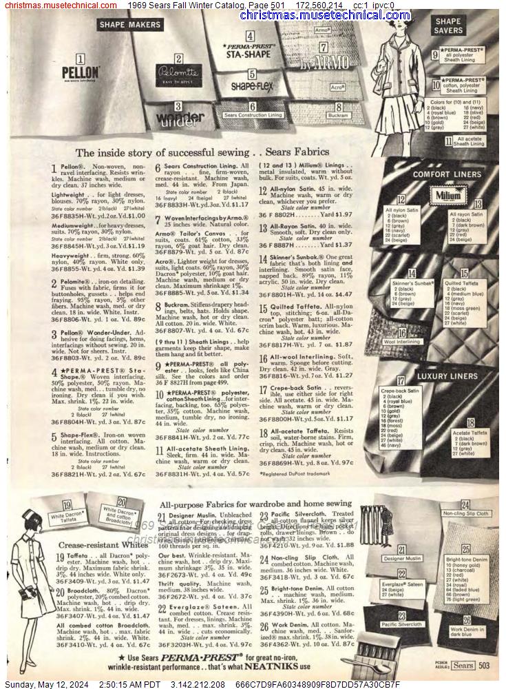 1969 Sears Fall Winter Catalog, Page 501
