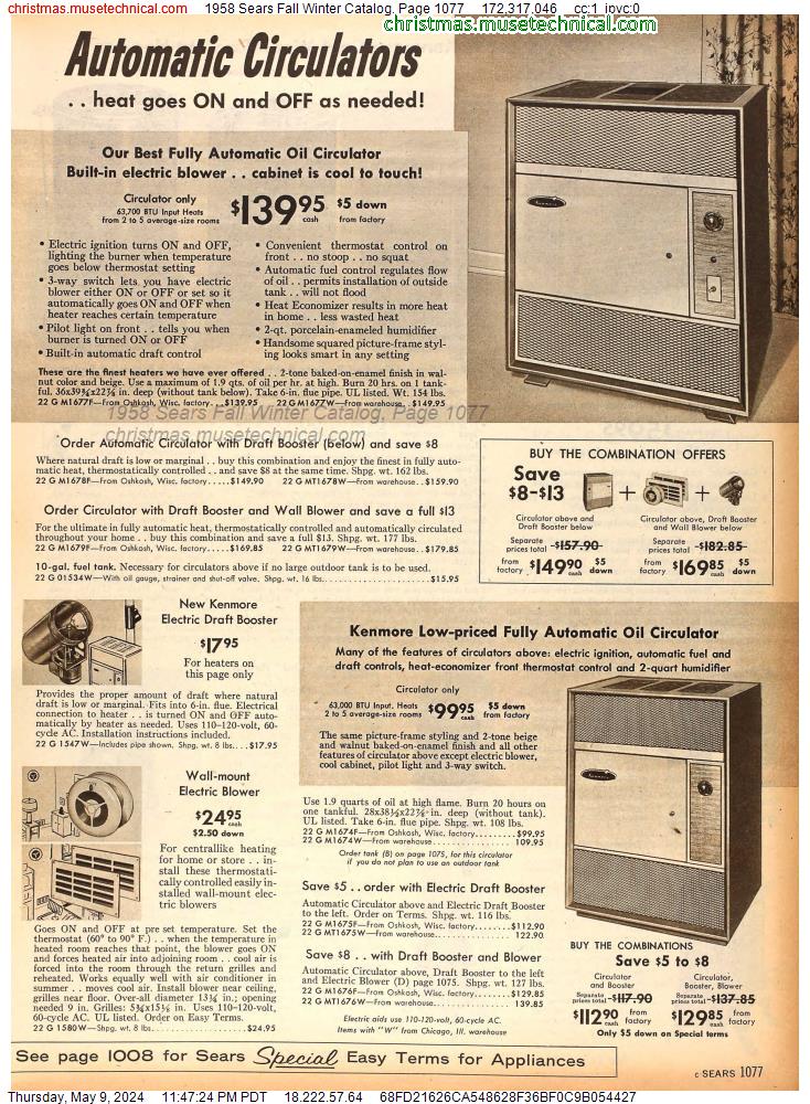 1958 Sears Fall Winter Catalog, Page 1077
