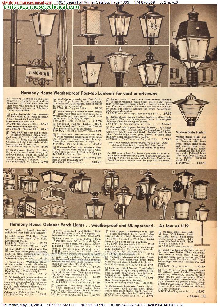 1957 Sears Fall Winter Catalog, Page 1303