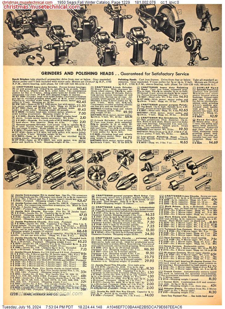 1950 Sears Fall Winter Catalog, Page 1229