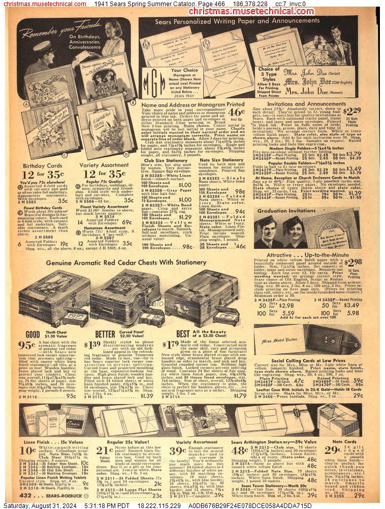 1941 Sears Spring Summer Catalog, Page 466